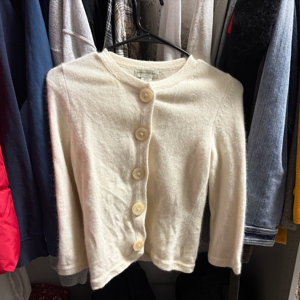Banana Republic Beige Button-Up Sweater